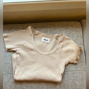 Rollas - Natural Color Scoop Neck Tee Shirt